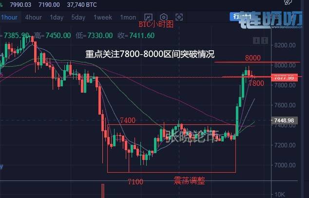 张晓论币5.19比特币暴涨暴跌再探8000关口，主流货币行情分析