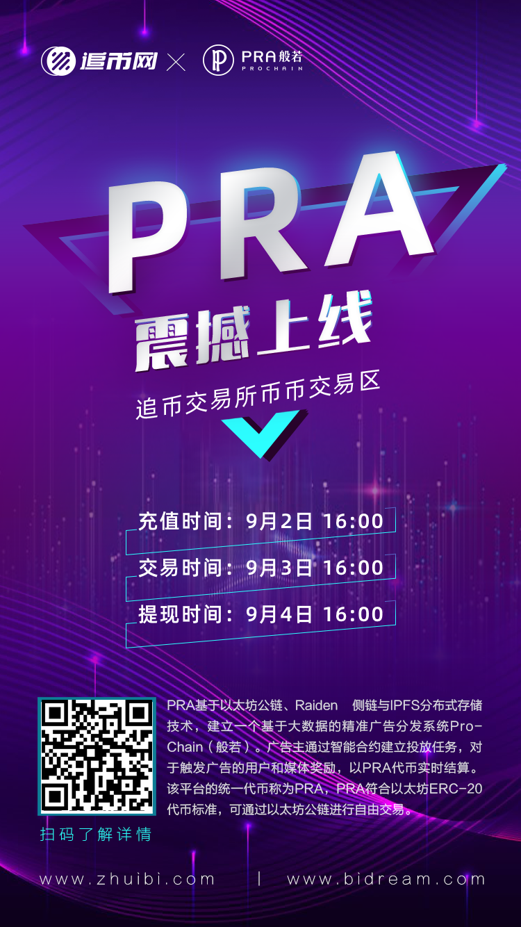 公告：币币交易区上线PRA