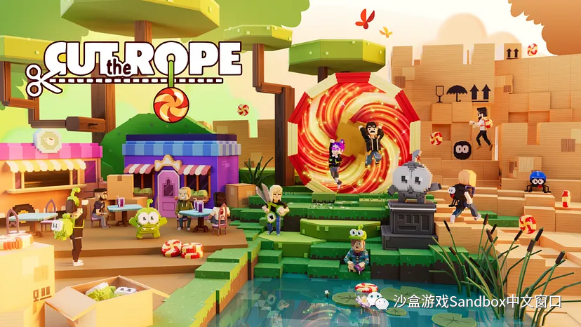 沉浸在 The Sandbox 的 Om Nom 社交中心里！
